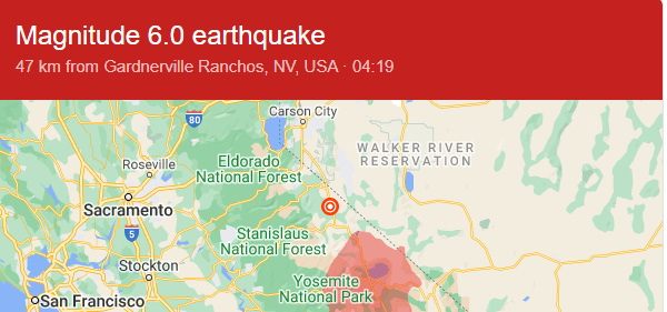 Earthquake In California -Nevada border