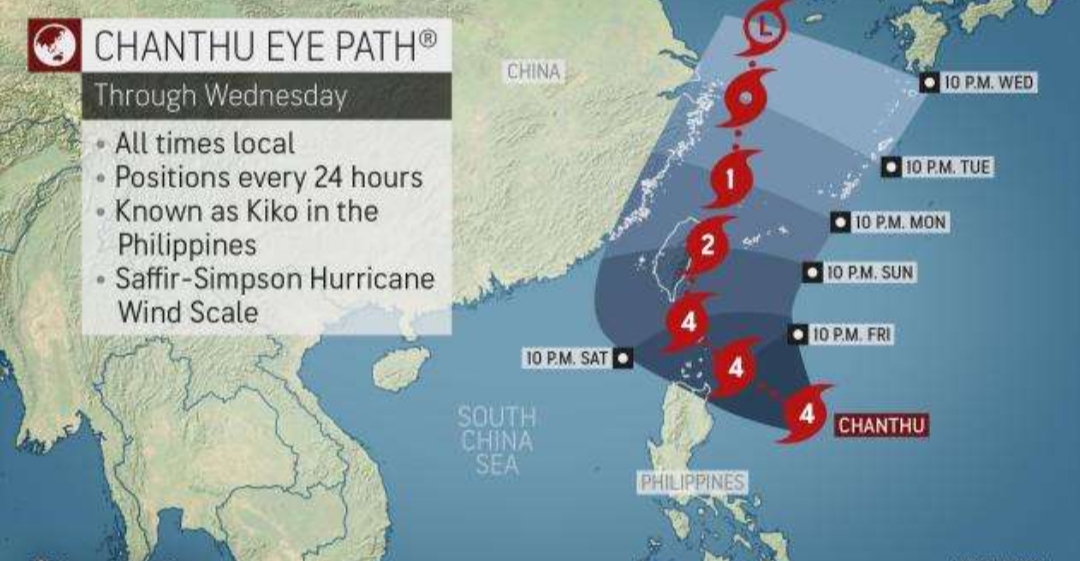 Chanthu Typhoon Moving To Taiwan