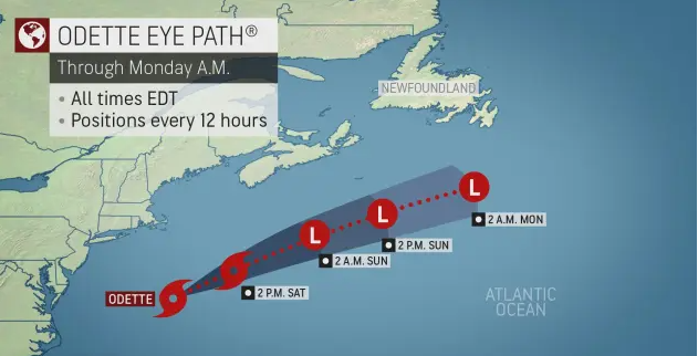 Odette Tropical Storm formed in the Atlantic Ocean