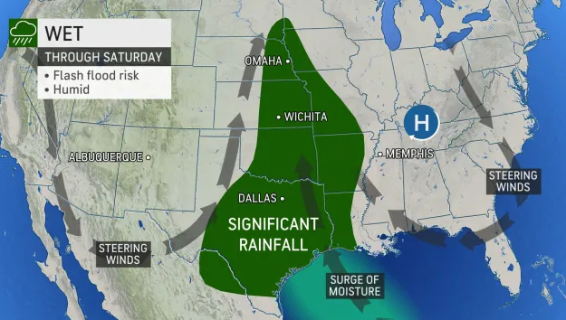 US Flash Flood Risk With Heavy Rain