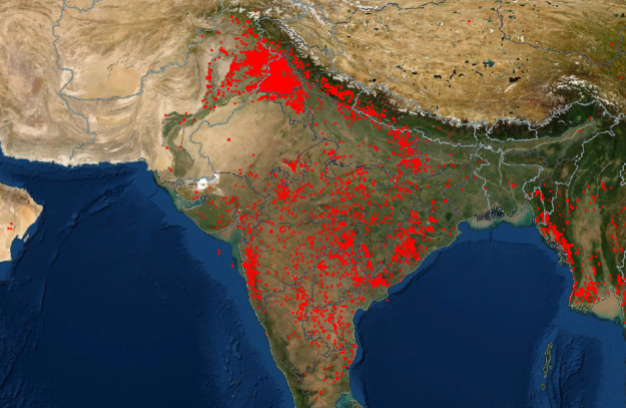 Hottest as Wildfires in India